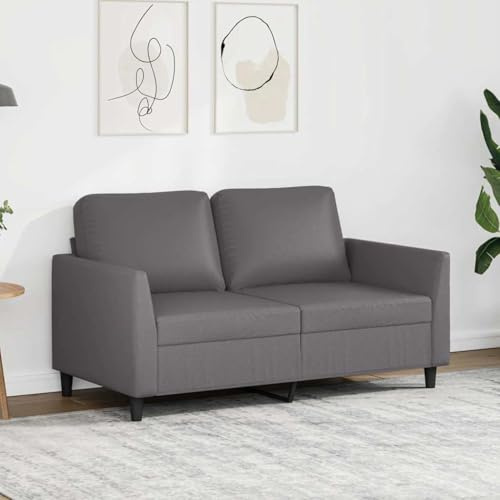 sephironlbb 2-Sitzer-Sofa Grau Kunstleder 140 x 77 x 80 cm mit Metallgestell, Polstergarnitur für Wohnzimmer, Couch mit bequemer Sitzfläche und robustem Design für Lounge und Gästezimmer