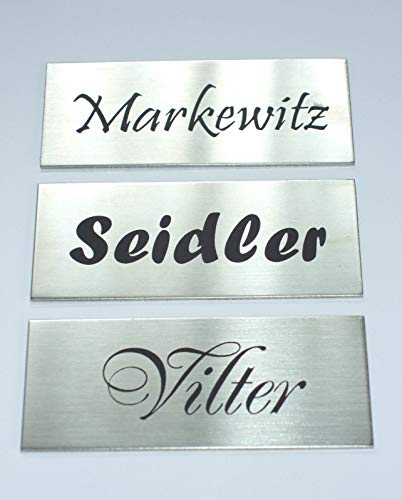 Edelstahl,V2A,Klingelschild,Namensschild,Türschild, Briefkastenschild, 80x40 mm Selbstklebend