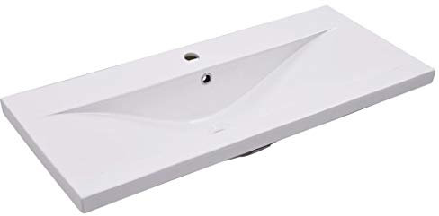 Festnight Waschbecken Einbauwaschbecken Handwaschbecken Waschschale mit Hahnloch Waschtisch 91x39,5x18,5 cm Keramik Weiß