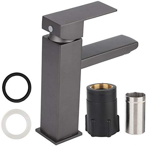 G1/2inStainless Steel Frosted Grey Faucet Short Basin Faucet Bathroom Hot and Cold Wash Basin Wash Basin Sink Faucet(#2)