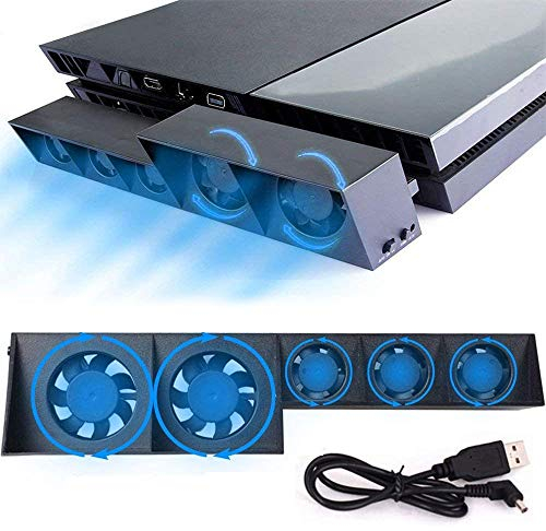 Linkhood Cooling Fan for PS4, USB External Cooler 5 Fan Turbo Temperature Control Cooling Fans for Sony Playstation 4 Gaming Console