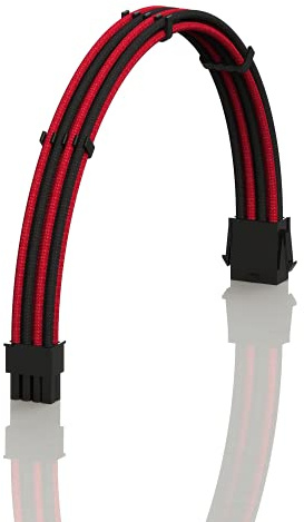 LINKUP - AVA 30cm EPS 8 Pin (4+4) CPU ATX Motherboard PSU Power Supply Braided Sleeved Custom Mod PC Extension Cable w/Combs | Strong & Stiff Design | Single Pack | 300mm - RedBlack