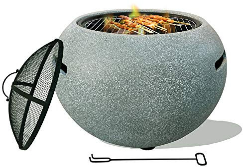 VEDKYY Brasero Plancha, Exterieur Jardin Terrasse, Brasero Barbecue Pierre Haut en Fonte, Grande, Charbon De Bois, Barbecook, Brazeros Exterieur Grill Camping, avec Couvercle, Rond