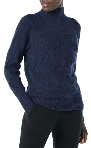 Amazon Essentials Mujer Jersey de Invierno de Manga Larga, Tejido Trenzado con Cuello en Forma de Embudo Suave al Tacto