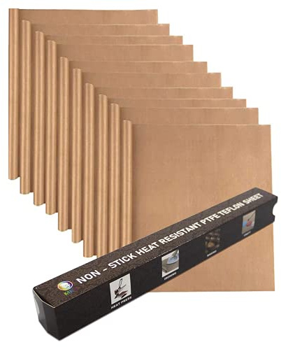 MR.R - Confezione da 10 fogli in teflon PTFE da 30,5 x 45,5 cm, per trasferimento di calore e trasferimento di carta antiaderente, riutilizzabili, per macchine per presse a calore, spessore 11 mm