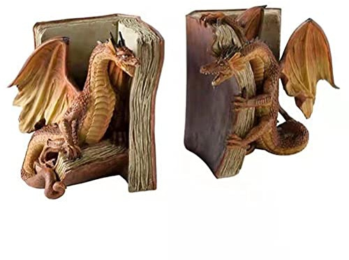 Tianbi Lustige Drachen-Buchstützen, dekorative Buchstütze, Harzdrachen, Bücherregal, Ornament, Desktop-Buchstütze Zuhause, Büro, Bücherregal, Dekoration