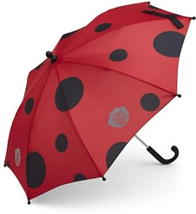 Affenzahn Kinder Regenschirm Marienkäfer zu 50% aus recycelten PET-Flaschen in der Farbe Rot-Schwarz, Länge geschlossen: 57 cm, Durchmesser Schirmdach: 79 cm, AFZ-UMB-001-009