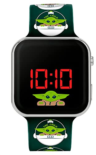 Disney Mandalorian Black LED Watch with Printed Silicone Strap MNL4084