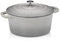 asador kela de hierro fundido redondo 4,6 litros, Dutch Oven CALIDO, asador de inducción de hierro fundido con tapa, olla de hierro fundido para hornear pan, esmaltada, gris claro