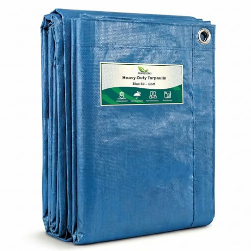 GARDENIX Allzweckplane, Abdeckplane, Gewebeplane, Schutzplane, Blau 60 g/m² (6m x 10m), Abdeckfolie, Plane Schützt vor Sonne, Regen, Schnee - Ideal für Camping, Terrasse,