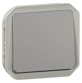 LEGRAND, Plexo New Insert, Wet Room Surface-Mounted Cross Switch, 10 Amp, 250 Volt, IP55 - IK07, Screw Terminals, Colour: Grey, 069716L