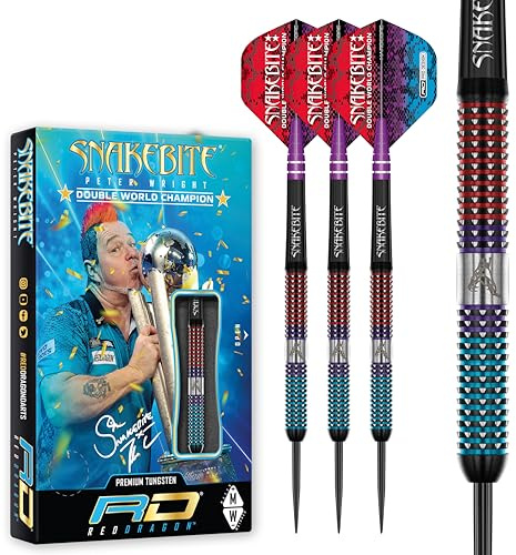 RED DRAGON Peter Snakebite Wright Spirit 21 Gramm Premium Tungsten Darts Set mit Flights und Stielen