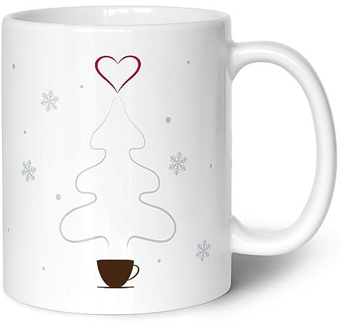 Tazza stampata con motivo natalizio – È tempo di sostituire il caffè con vin brulé – Tazza come regalo per fidanzata – Regali di Natale per lui e per lei – Colore Bianco