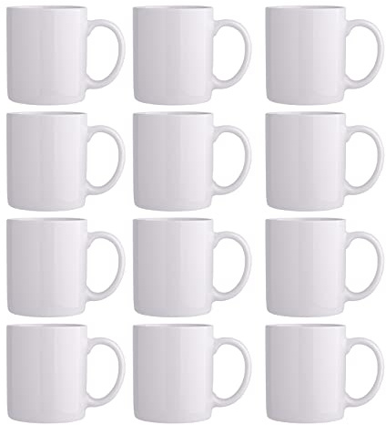 GBHOME 12 OZ Off White Coffee Mugs, Ceramic Coffee Mugs with Large Handle for Man, Woman, Light Weight Coffee Mugs Set of 12 for Latte/Cappuccino/Cocoa/Milk, Dishwasher & Microwave Safe