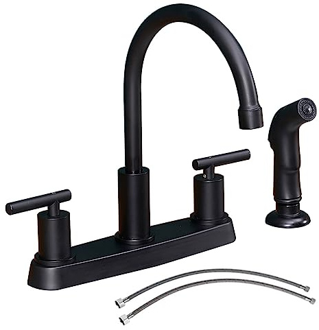 Black Kitchen Faucet, Matte Black Kitchen Faucet with Sprayer, 3 Hole or 4 Hole Matte Black Faucet for Kitchen Sink, Touch Kitchen Faucet with Side Sprayer,TDLKF024B