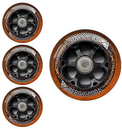 IBOWZ Inline-Skate-Räder mit 90 mm 100 mm Inline-Skate-Räder, 83A Rollschuh-Räder mit Lager (4er-Pack), für den Austausch von Rollerblade-Rädern vorgesehen, braun 100 mm
