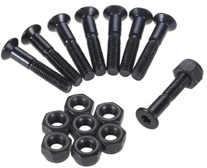TYNXK Skateboard-Beschlagsatz 8-teiliges Allrad-Skateboard-LKW-Brücken-Hardware-Set, Surfbrett, langes Brett, verlängerte Schrauben, Brückennagel, Muttern ZubehöR (Color : Black)