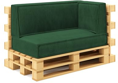 chilly pilley® Palettenkissen Palettenauflagen aus Cord für EU-Paletten - Abnehmbarer Bezug - Sitzkissen - Rückenlehnenkissen viele Farben (Dunkelgrün, 3er Set)