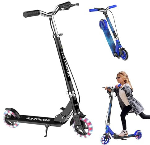 GHBXJX LED XL Wheel City-Scooter - Kinder | Roller Erwachsene mit Bremse| Cityroller für Erwachsene klappbar und höhenverstellbar | Tretroller Erwachsene | Cityroller Kinder ab 5+,Schwarz
