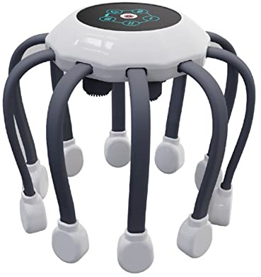 Pyatofly Masajeador de Cabeza EléCtrico Pulpo Masaje del Cabelludo MúSica 5 Modos 14 Contactos Vibrantes Terapia de Luz Roja para Aliviar el EstréS