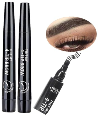 KARLOR Augenbrauenstifte Set, 2 flüssig Augenbrauenstifte härchenzeichnung wasserfest schwarz Augenbrauen pencil Liquid Eyebrow Pen natürlich Augenbrauen wischfest (schwarz)