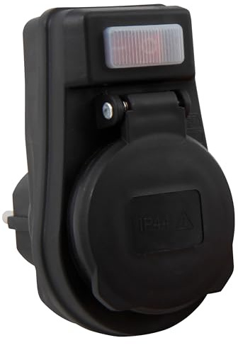 Steckdosenadapter mit Schalter - 230V/16A IP44 wasserdichter Outdoor Steckdose - Gummi-Abdeckung Zwischenstecker für Außenbereich Steckdosenadaper