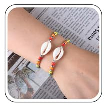 Inateannal Kauri Armband Fußkettchen Muschel Perlen Seil Armband bunte Perlen Kette Seil Armband Puka Muschel Strand Armband Fußkettchen Kauri Muschel verstellbares Armband, Schmuck für Frauen