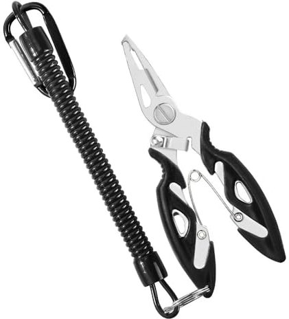 VONCYKI Multifunktionale Road Sub Zange mit gebogenem Mund for Schneiden von Leinen, Entkoppeln von Angelhaken, Öffnen von Spulen, Outdoor-Angelwerkzeuge, Zange Angelzange(Black)