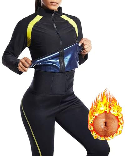 Weyot Traje De Sauna para Mujer, Fajas Reductoras Mujer Adelgazantes, Traje Sauna Mujer Adelgazante, Trajes De Sudoración para Fitness Boxeo Yoga Running,M,Blue