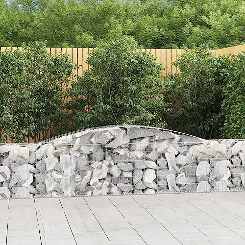 FUDUGEHMIOFWFJJ hochbeet Kunststoff,hochteich,pflanzkasten,Gabionen mit Hochbogen 3 STK. 400x30x60/80 cm Verzinktes EisenGeeignet für Garten, Terrasse, Schlafzimmer, Wohnzimmer