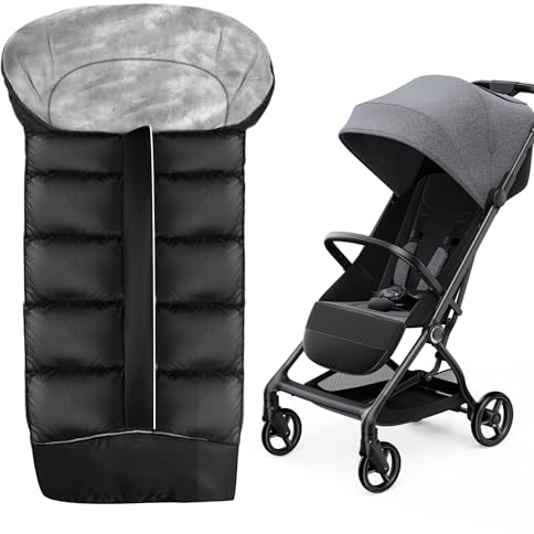 Sacco Coprigambe Invernale per Passeggino HOSPAOP, Universale per Bambini, con Cerniera, Strisce Riflettenti, Impermeabile per Sportwagen Jogger Buggy, Nero