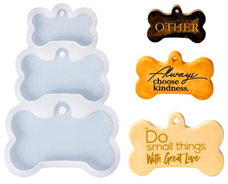 3-link Hund Knochen Tags Harz Gießen Silikon Form Frau Schlüsselbund Dekorative Anhänger Schmuck Ornament Form Für Handwerk
