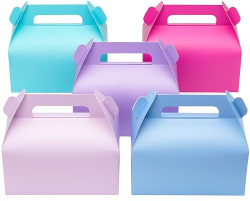 UnicoPak 10 Pack Pastel Party Food Boxes Colorful Party Bags Boxes for Sweets Treats Lunch Goodie Cookie Toys for Kids Birthday, 16.5x9x10 cm