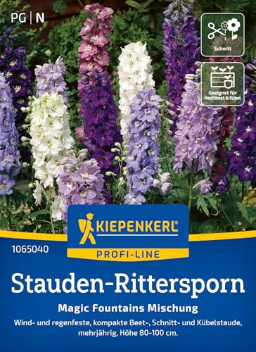 Kiepenkerl Profi-Line Stauden-Ritterspornsamen Magic Fountains Mischung 1065040 - Wind- und regenfeste Beet-, Schnitt- und Kübelstaude - Pflanzen, Blumensamen, Saatgut