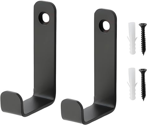 2 Stück Wandhaken Haken Zum Schrauben Wandhaken Zum Schrauben Wandhaken Schwarz Garderobenhaken Kleiderhaken Schwerlast Wandhaken,Sperrige Artikel Wandhalterung (Schwarz, Einzelloch 62MM)