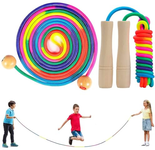 NINGYER 2 Stk Hüpfseil Kinder, 250 cm Einstellbar Springseil für Kinder Holzgriff 5 Meter Langes Springseil für Kinders/Erwachsene/Schule/Sport (Zwei Stile)