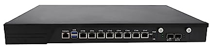 HUNSN 1U Firewall Appliance with Redundancy Power, PFSense, OPNsense, VPN, Network Rackmount, I5 7500, RJ10, 8 x 2.5GbE LAN, 2 x SFP+ 10GbE 82599ES, 32G RAM, 128G SSD