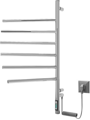 Elna Edelstahl Handtuchheizkörper 76x40 cm – 65W Wandtrockner mit Thermostat & 6 Schwenkarmen – Elektrischer Badheizkörper IP44