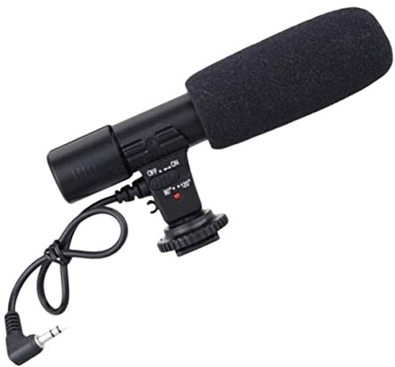 CLISPEED Micrófono De Entrevista para Videocámara DSLR Profesional Compacto y Ligero para Grabación De Audio Entrevistas y Transmisión Compatible Cámara De Vídeo Negro