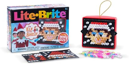 Lite Brite Basic Fun Elf on the Shelf Mini – Light-Up Peg Toy with 4 Templates & 170 Colourful Pegs – Creative Holiday Gift for Kids