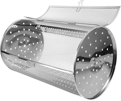 ifundom Rotierender Grillkorb Edelstahl 180x300mm Für Backofen Und Camping BBQ Drehbarer Nuss Und Gemüsegrillkorb Bräterkorb Für Gleichmäßiges Rösten