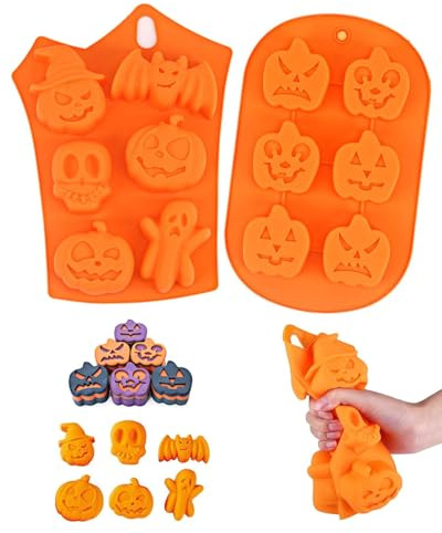 GAJUS 2 PCS Moules en Silicone pour Halloween, Moules à Pâtisserie pour Halloween, Moules à Gâteau pour Halloween, à Pâtisserie en, à Chocolat, à Muffins en Silicone