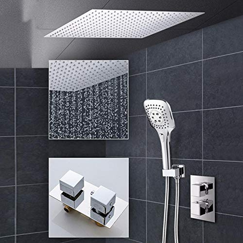 Juego de grifos de ducha termostáticos de 2 vías Cabeza de ducha de lluvia Ultrathin Tapla de batidora de manejo de mano de 3 vías, Termostatic Termostatic, Tapón termostático, LWX