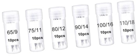 Agujas de Coser para Máquina Doméstica, 60 Piezas Plata | Acero Inoxidable, Modelos 9 a 18, Caja de Almacenamiento Incluida, Uso en Labores de Tela y Acolchado