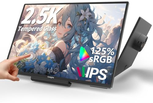 Catsights - Portable Touch Screen Monitor for Mac, 13.3 inch 2.5K, 350nit 227 PPI, Ultra-Thin Touchscreen, USB-C Travel Display Plug & Play for Windows/Android