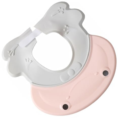 TOYANDONA Shower Cap Adjustable Protective Ear Protector Visor Hat for Bathing and Shampoo with Reverse Curvature Brim to Block Water and Foam Pink