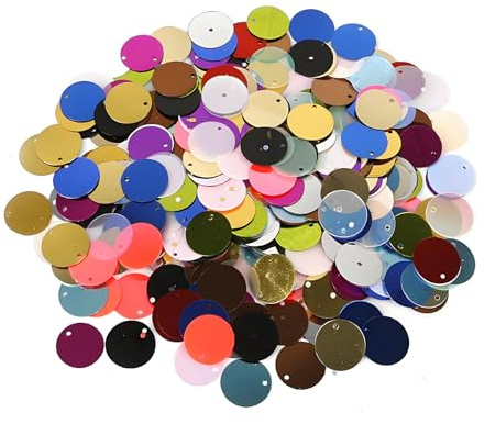 Cuixia 60g Shiny Round Confetti, 1cm Multicolor Metallic Shiny Confetti, Holographic Large Round PVC Sequins with Hole for Making Sequin Bags Clothes Shoes Hats Crafts Sewing Decoration
