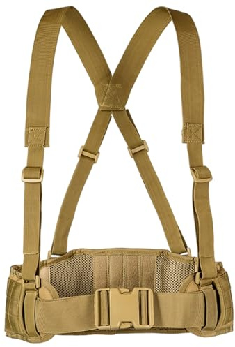 Syglawnd Kriegsgürtel, Kampfgürtel mit X-förmigen Hosenträgern, kostenlosen Trägern, strapazierfähig, für Airsoft-Kampf, gepolstert, Molle für Herren