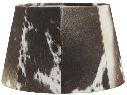 AUBRY GASPARD - Abat-Jour en Peau de Vache Marron - Brun et Blanc - Ø 40 cm x Hauteur 24 cm - Structure Métal - Peau Véritable Unique - Idéal pour Intérieur - Vendu Sans Équipement Électrique