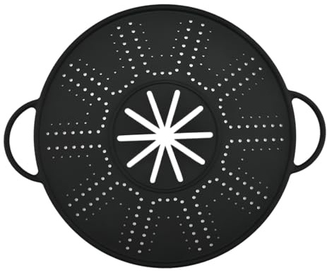 F Fityle Silicone Spill Stopper Lid Anti Overflow Cover Silicone Splatter Screen Pan Lid for Soup Pot, Frying Pan, Kitchen Restaurant, black